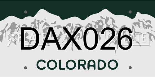DAX026 Colorado License Plate