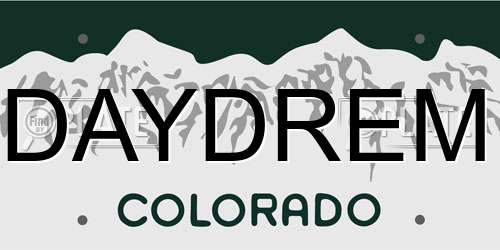 DAYDREM Colorado License Plate