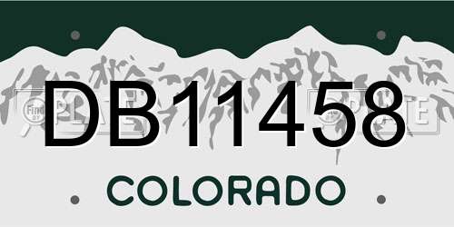 DB11458 Colorado License Plate