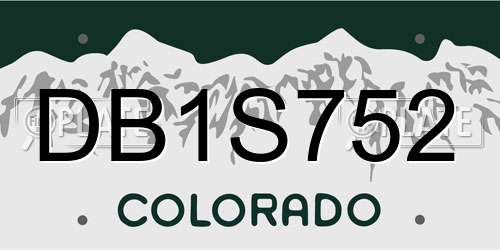 DB1S752 Colorado License Plate