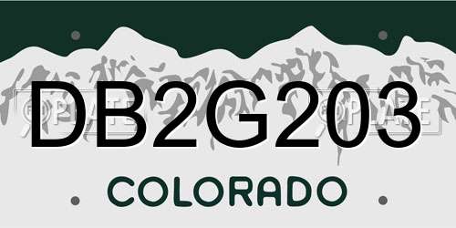 DB2G203 Colorado License Plate