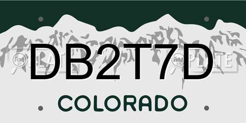 DB2T7D Colorado License Plate