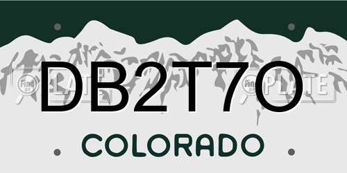 DB2T7O Colorado License Plate