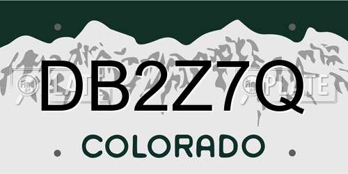 DB2Z7Q Colorado License Plate