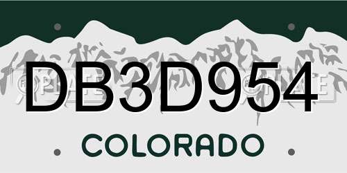 DB3D954 Colorado License Plate