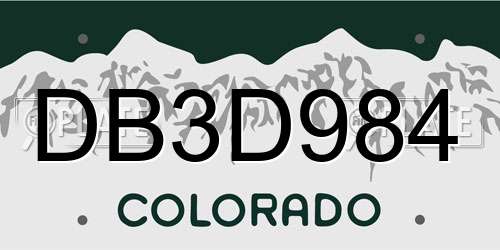 DB3D984 Colorado License Plate