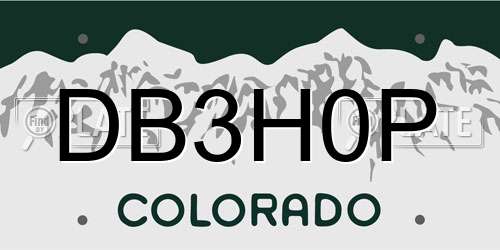 DB3H0P Colorado License Plate