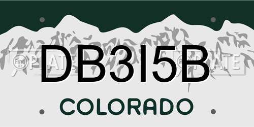 DB3I5B Colorado License Plate