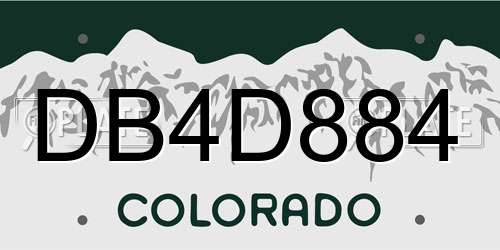 DB4D884 Colorado License Plate