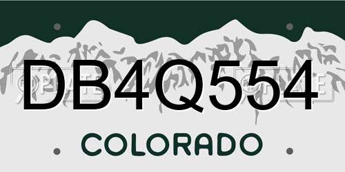 DB4Q554 Colorado License Plate