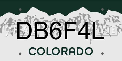 DB6F4L Colorado License Plate