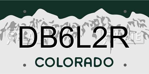 DB6L2R Colorado License Plate