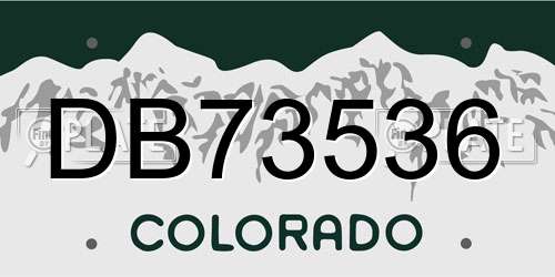DB73536 Colorado License Plate