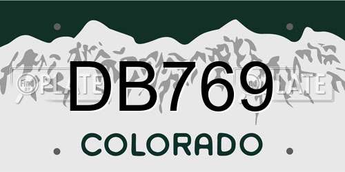 DB769 Colorado License Plate