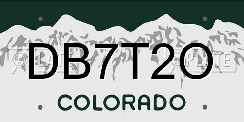 DB7T2O Colorado License Plate
