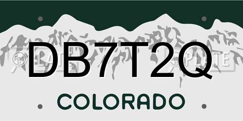 DB7T2Q Colorado License Plate