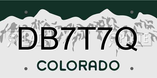 DB7T7Q Colorado License Plate