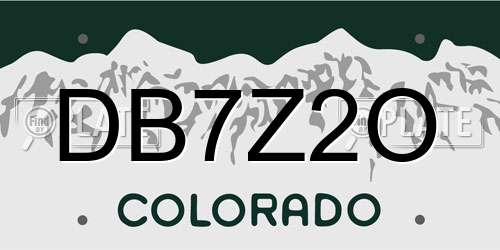 DB7Z2O Colorado License Plate