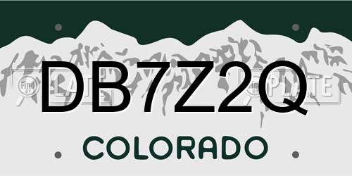 DB7Z2Q Colorado License Plate