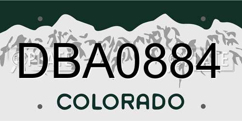 DBA0884 Colorado License Plate