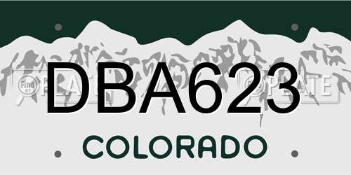 DBA623 Colorado License Plate