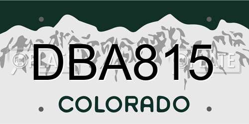 DBA815 Colorado License Plate