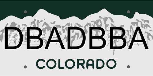 DBADBBA Colorado License Plate