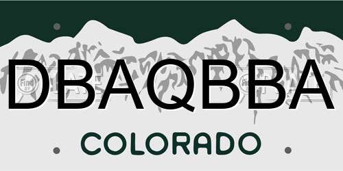 DBAQBBA Colorado License Plate