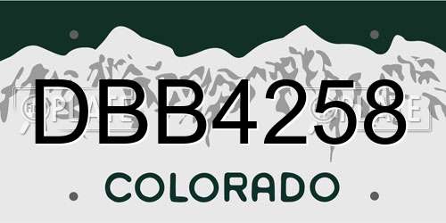 DBB4258 Colorado License Plate