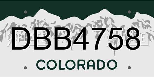 DBB4758 Colorado License Plate