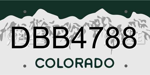 DBB4788 Colorado License Plate