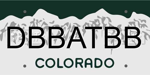 DBBATBB Colorado License Plate