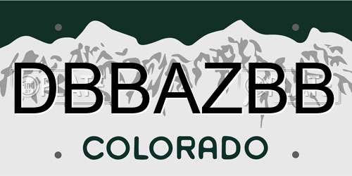 DBBAZBB Colorado License Plate