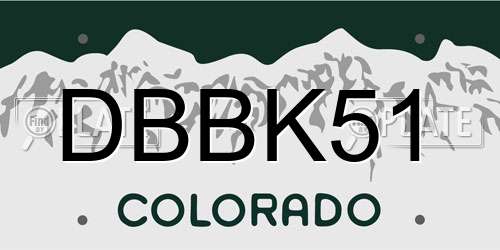DBBK51 Colorado License Plate