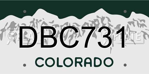 DBC731 Colorado License Plate
