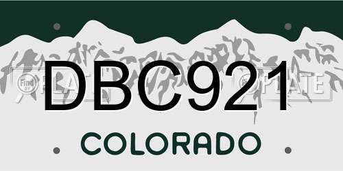 DBC921 Colorado License Plate
