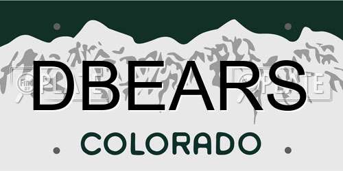 DBEARS Colorado License Plate