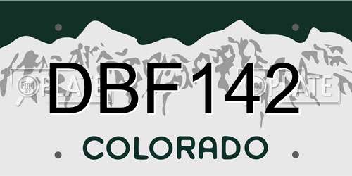 DBF142 Colorado License Plate