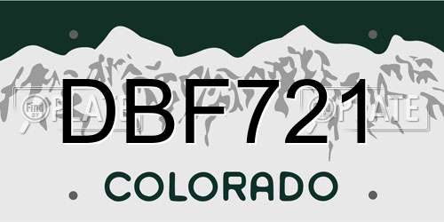 DBF721 Colorado License Plate