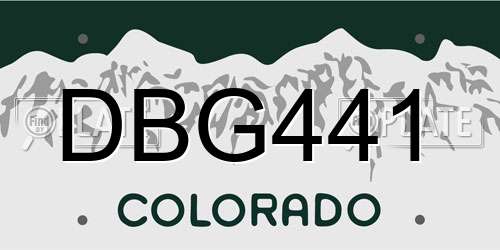DBG441 Colorado License Plate