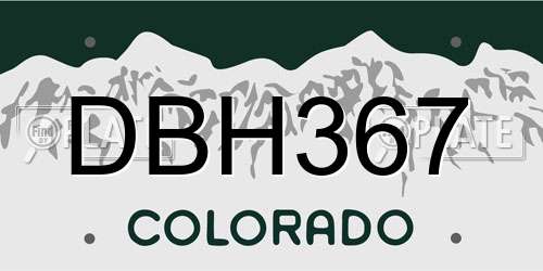 DBH367 Colorado License Plate