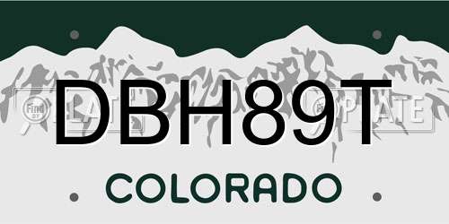 DBH89T Colorado License Plate