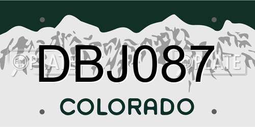 DBJ087 Colorado License Plate