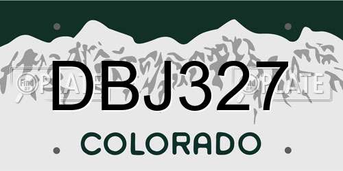 DBJ327 Colorado License Plate