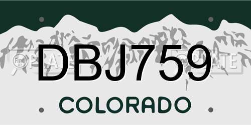 DBJ759 Colorado License Plate