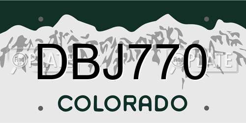 DBJ770 Colorado License Plate