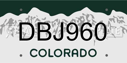 DBJ960 Colorado License Plate