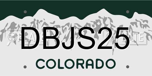 DBJS25 Colorado License Plate