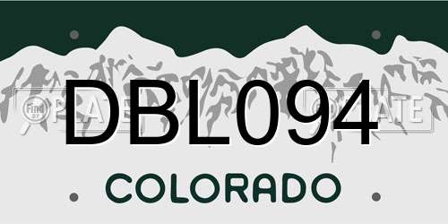DBL094 Colorado License Plate