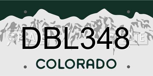DBL348 Colorado License Plate
